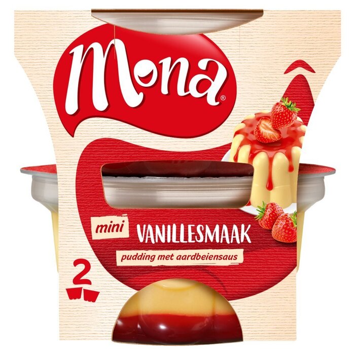 Pudding vanille met aardbeiensaus duo (Set, 135ml)