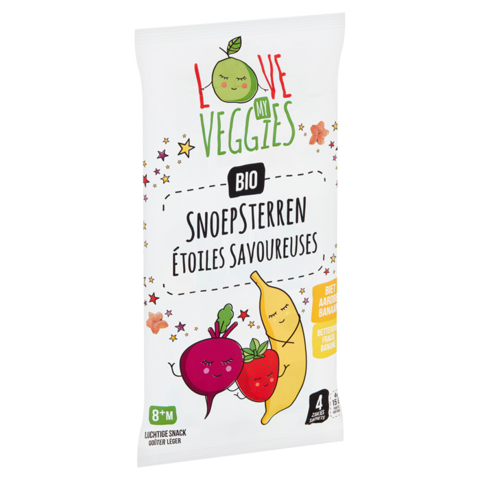 Love my veggies Snoepsterren biet aardbei banaan 8+ bio (60g)