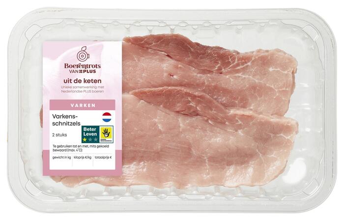 Beter leven Varkensschnitzel 2 stuks (bak, 2 × 130g)