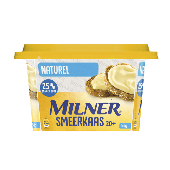 Milner Slankie smeerkaas naturel 20+ (kuipje, 150g)