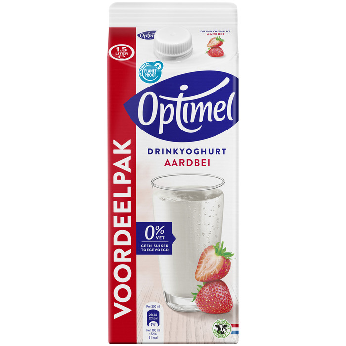 Drinkyoghurt aardbei 0% vet (Pak, 1.5L)