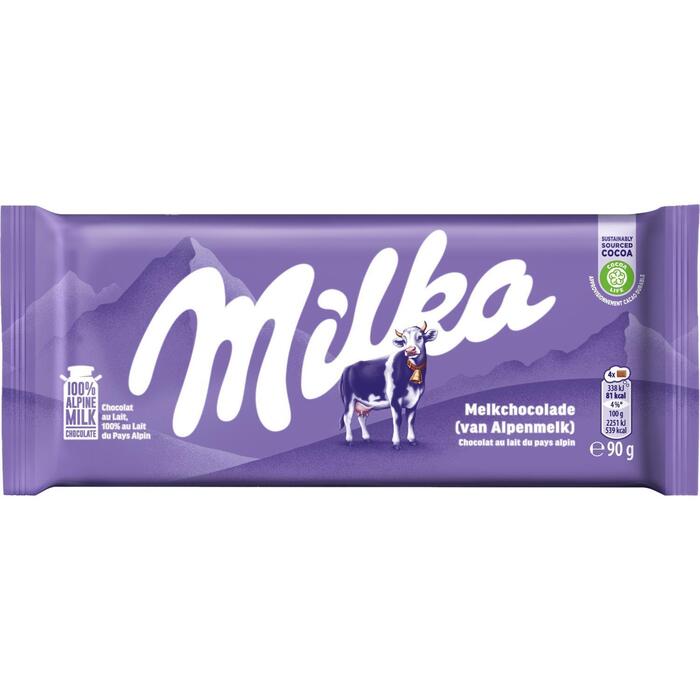 Milka Melkchocolade van alpenmelk (90g)