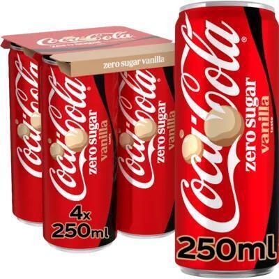 Coca-Cola Zero Sugar Vanilla 250 ml Blik (4 × 250ml)