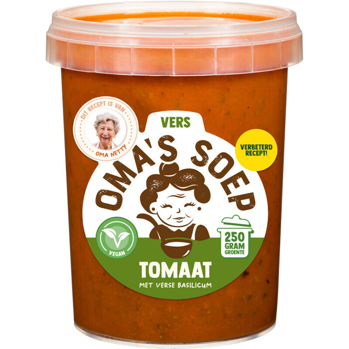 Oma's Soep Tomaat met basilicum (0.5L)