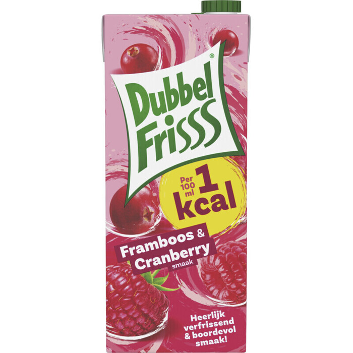 Dubbelfrisss 1Kcal framboos cranberry smaak (drankkarton, 1.5L)