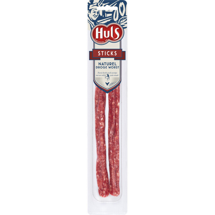 Huls Droge worst naturel sticks (25g)