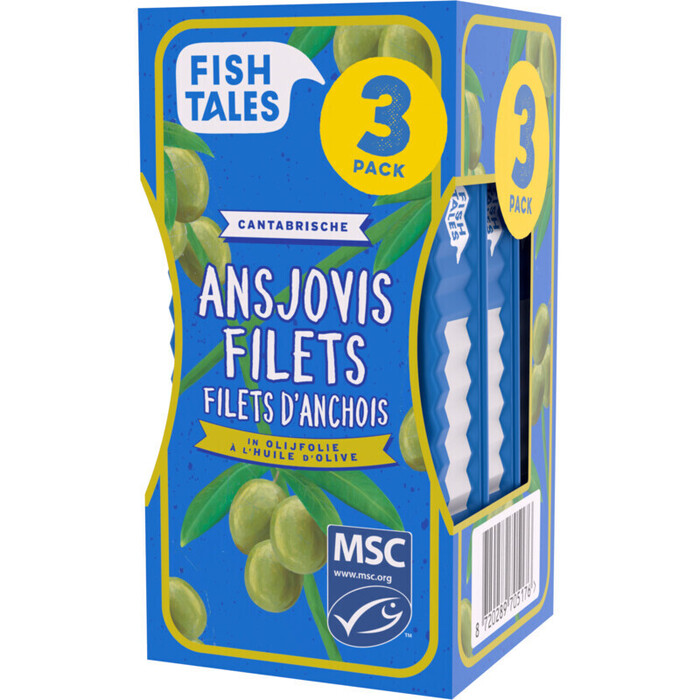 Fish Tales Ansjovisfilets in olijfolie 3-pack (3 × 45g)