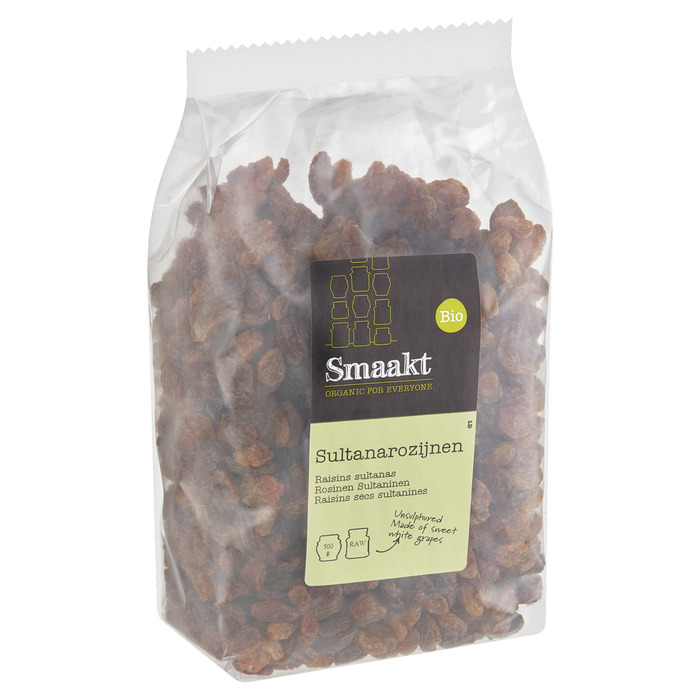Biologische rozijnen Sultana's (Zak, 500g)