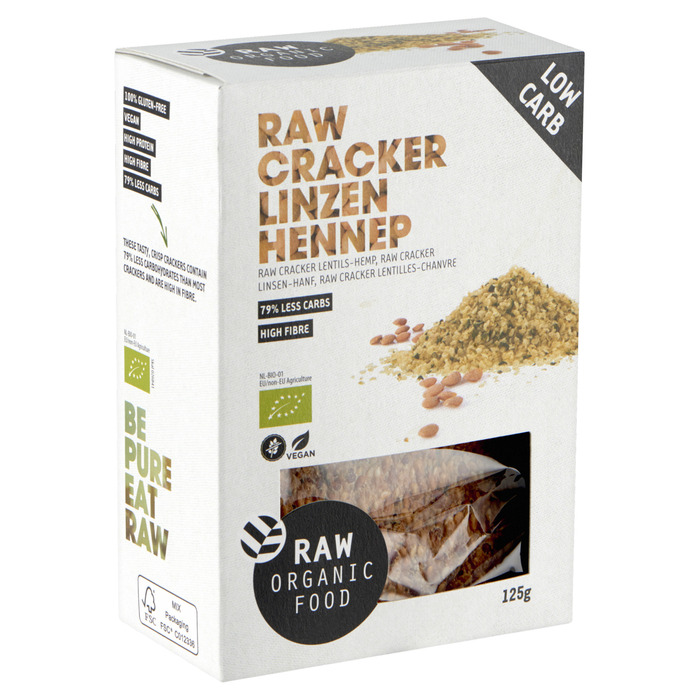 Raw Organic Food Crackers linzen hennep (125g)