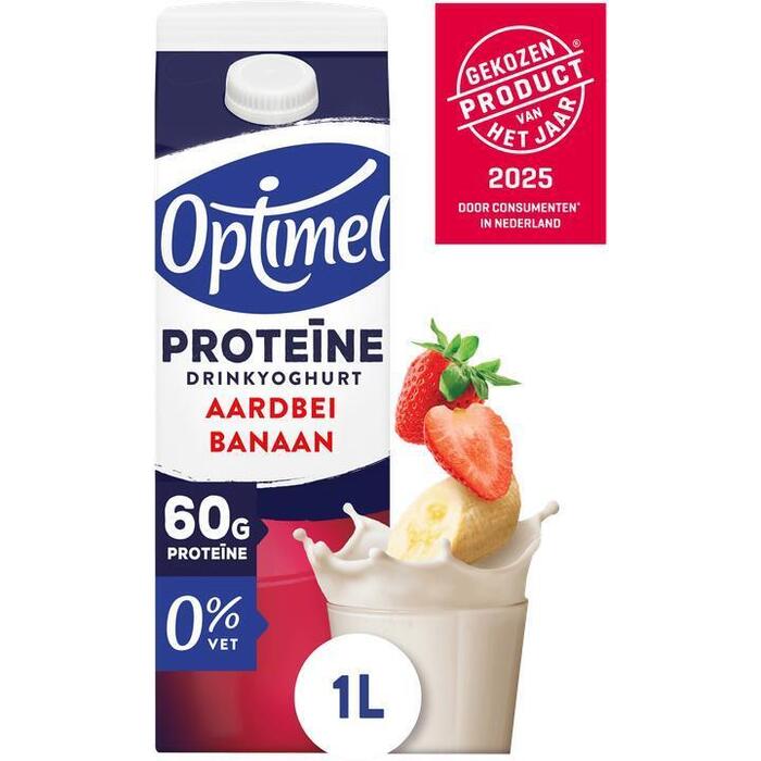 Optimel Proteïne Drinkyoghurt Aardbei Banaan 0% Vet 1000ml (1L)