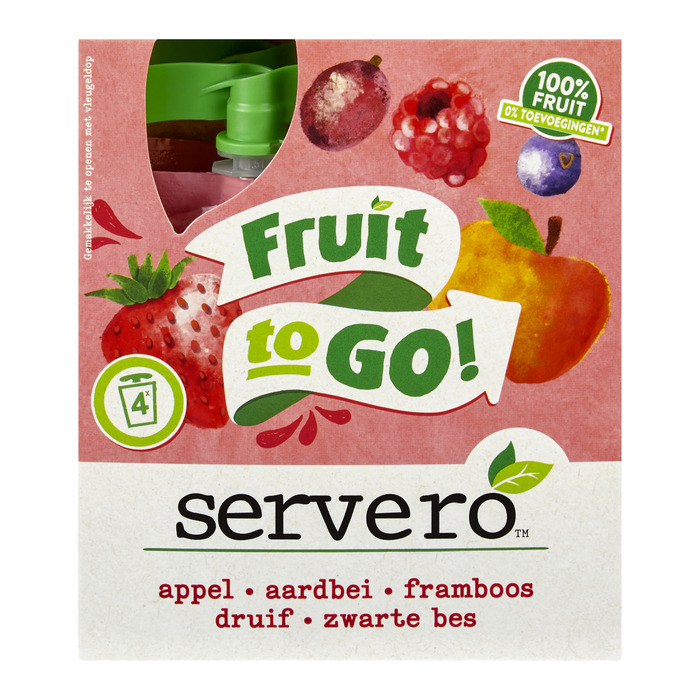 SERVERO 100% FRUIT TO GO STRAWBERRY HEAVEN 4x90G. (4 × 90g)