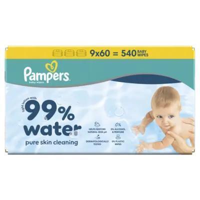 Pampers 99% water baby wipes 9-pack
