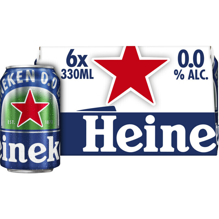 Heineken Premium Pilsener 0.0 Bier Blik 33 cl (blik, 6 × 33cl)