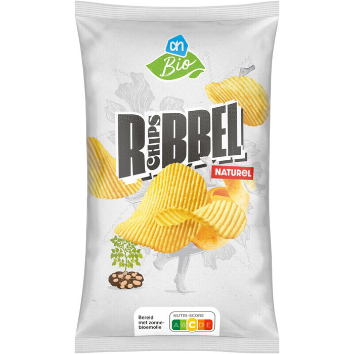 AH Biologisch Ribbelchips naturel (125g)