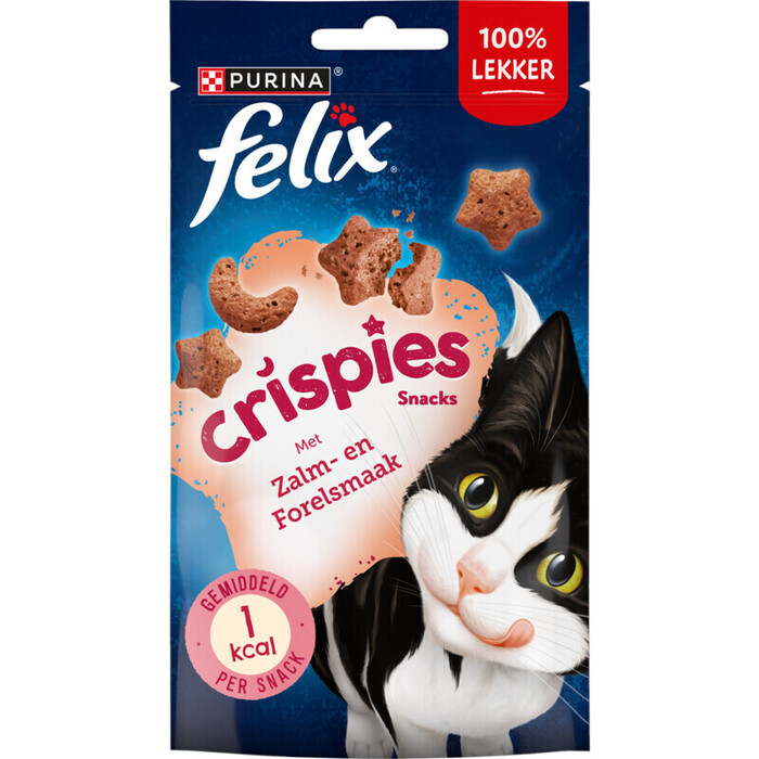 PURINA® FELIX Crispies Snacks met Zalm- & Forelsmaak 45 g (Zak, 45g)