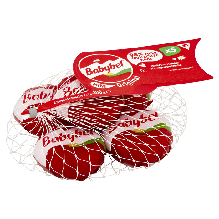 Mini Babybel 100% Echte Kaas 45+ 5 x 20 g (Net, 100g)