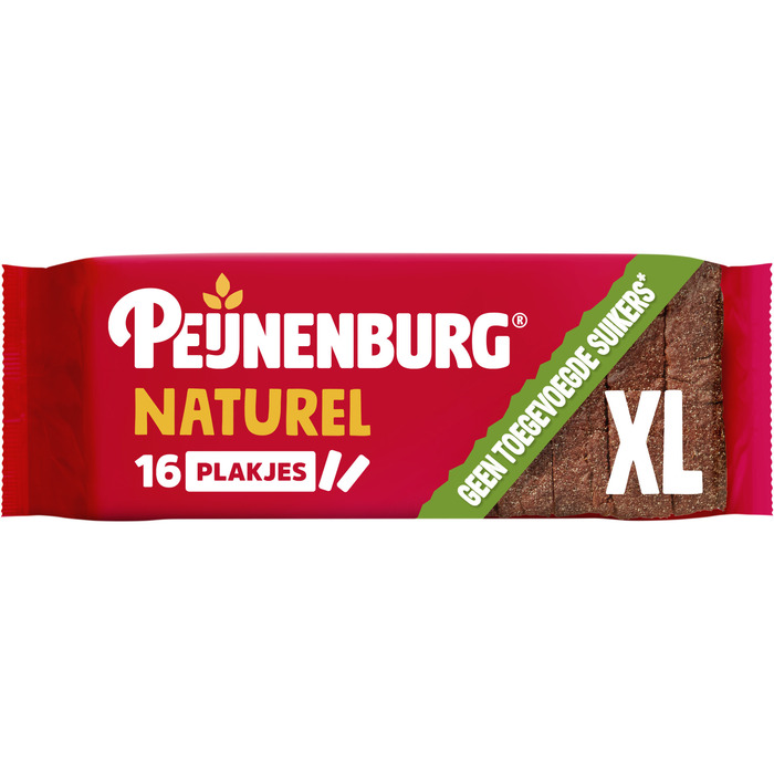 Peijnenburg ontbijtkoek naturel geen suiker gesneden 455 g (16 × 28.4g)