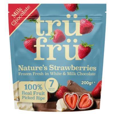 Trü Frü Aardbei wit en melk chocolade (200g)