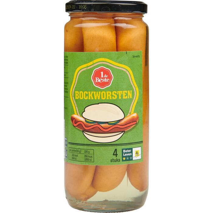 1 de Beste Bockworst in glas 4 stuks (550g)