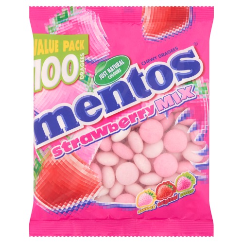 Mentos Chewy Dragees Strawberry Mix Value Pack 100 Dragees 295 g (295g)