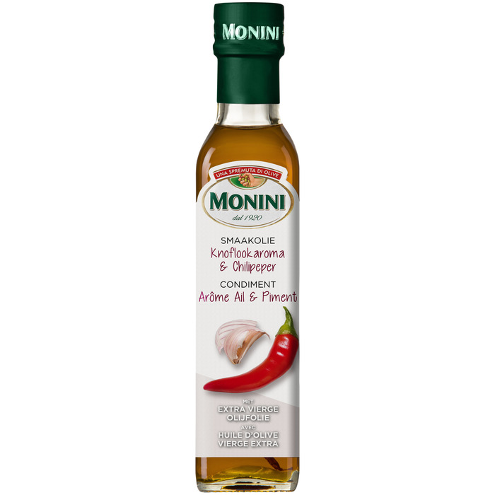 Monini Olijfolie Met Knoflook en chilipeper (Fles, 250ml)