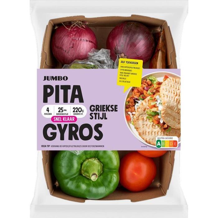 Jumbo Maaltijdpakket voor Griekse Pita Gyros 4 Personen (930g)