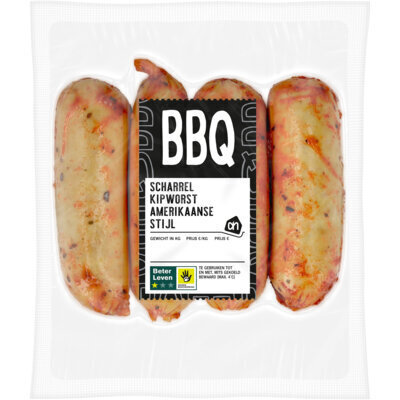 AH BBQ scharrel kipworst Amerikaanse style (4 × 70g)