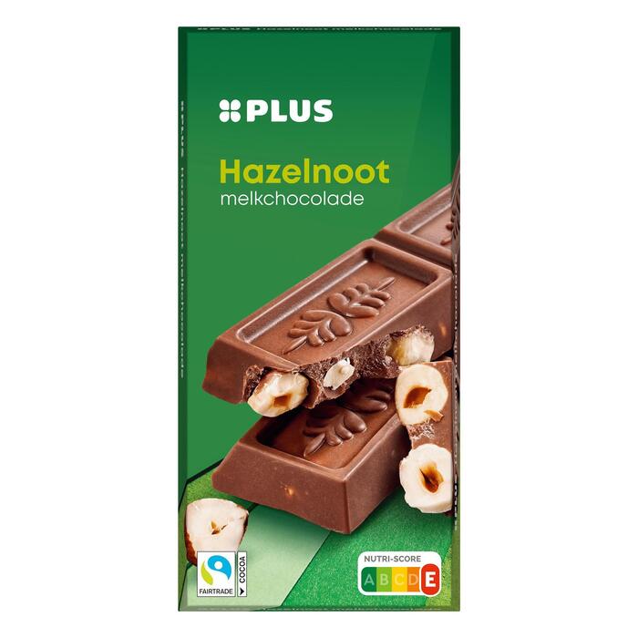 PLUS Chocoladereep melk hazelnoot Fairtrade (Doos, 200g)