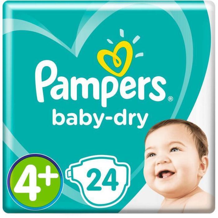 Pampers Baby-Dry Maat 4+, 24 Luiers, Tot 12u Lang Droog