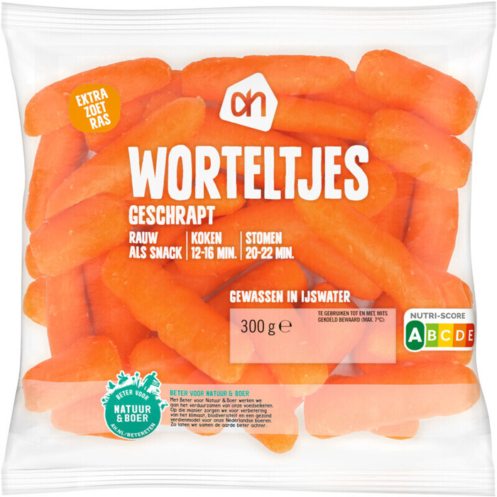 Geschrapte Worteltjes (zak, 300g)