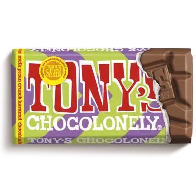 Tony's Chocolonely Reep melk pecan crunch karamel (90g)