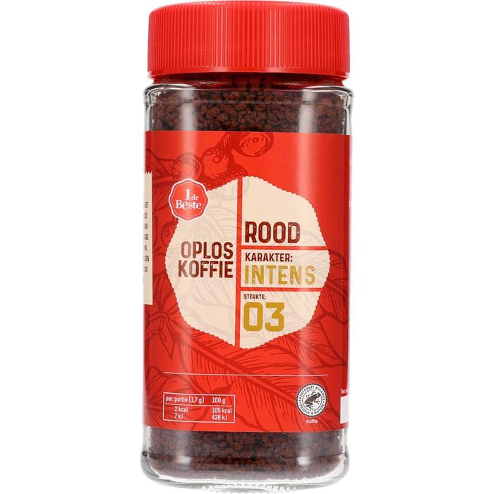 1 de Beste Oploskoffie rood (200g)