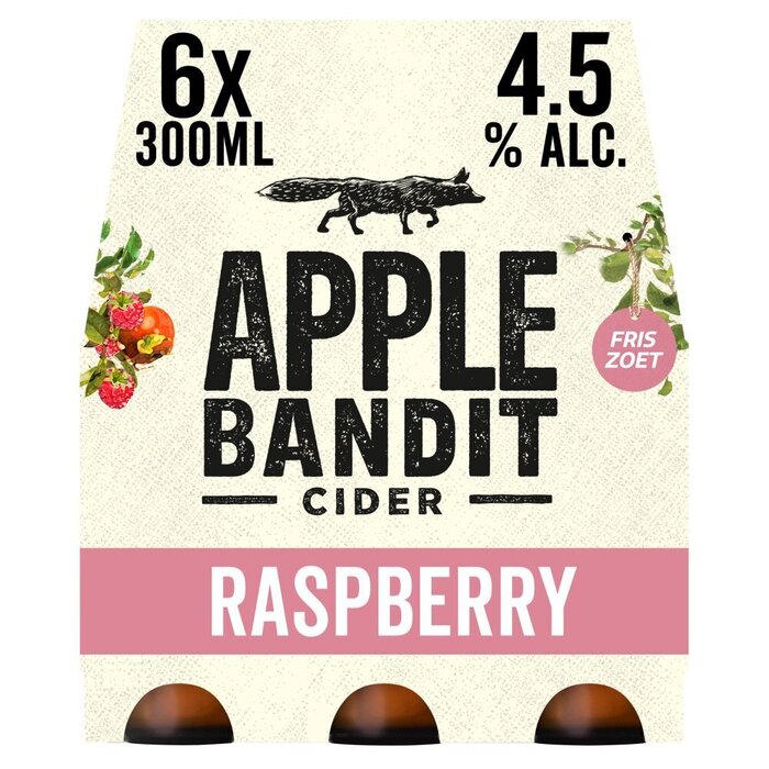 Apple Bandit Cider Raspberry Fles 6 x 30 cl (Set, 30cl)
