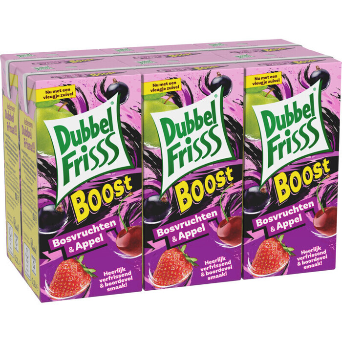 DubbelFrisss Boost bosvruchten & appel 6-pack (6 × 200ml)