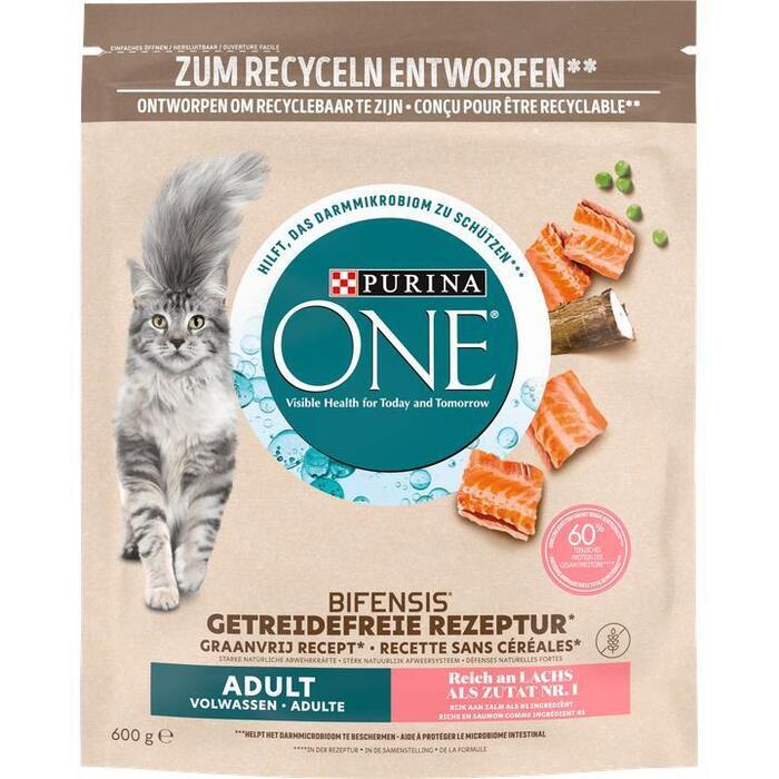 Purina ONE Graanvrij Adult Kattenvoer Rijk aan Zalm (600g)