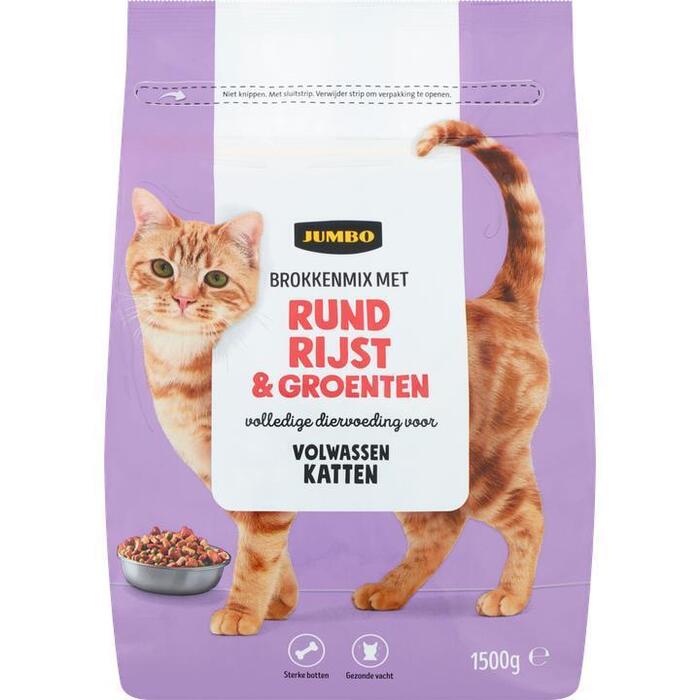 Jumbo Brokkenmix met Rund Rijst & Groenten Katten Volwassen 1,5kg (1.5kg)