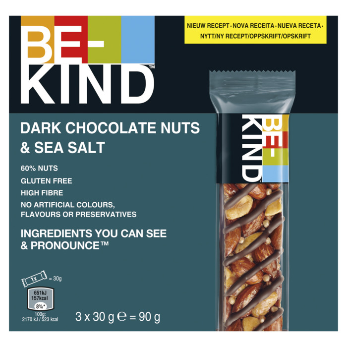 BE-KIND Notenreep - Dark Chocolate Nuts & Sea Salt - Multipack - 3 x 30g (3 × 30g)