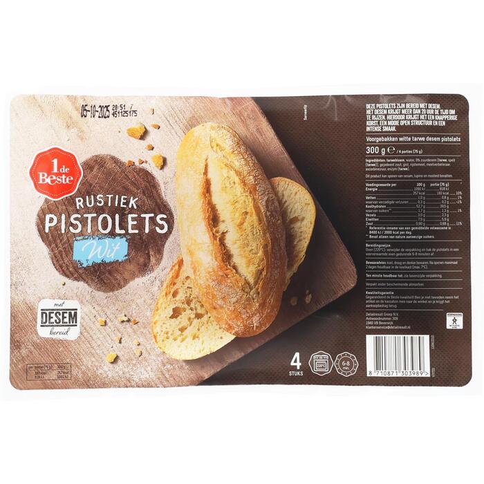 Pistolet rustiek wit 4 stuks (300g)