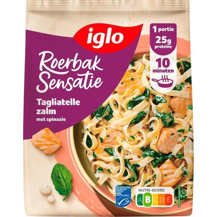 Iglo Roerbak sensatie tagliatelle spinazie & zalm (Zak, 450g)