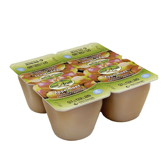 One2fruit Appelmoes z.t. suiker cup 48 x 100g (4.8kg)