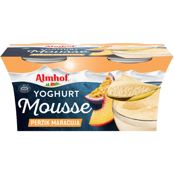 Yoghurt mousse perzik maracuja 2 st. (2 × 95g)