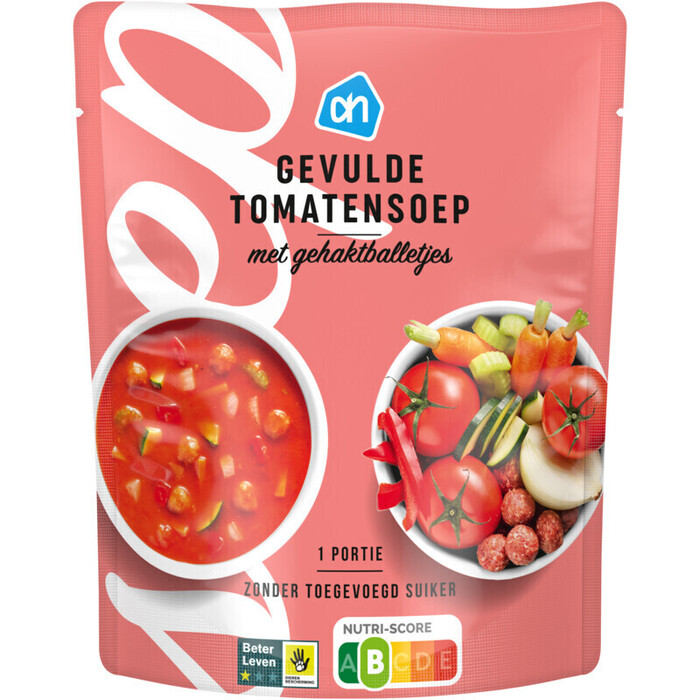 Gevulde tomatensoep met ballen (plastic zak, 30cl)