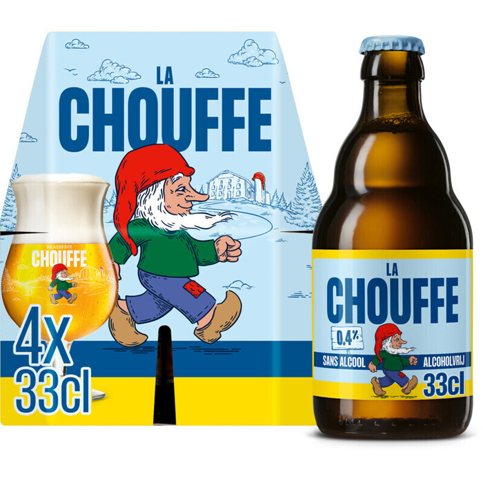 Chouffe Belgisch Bier zonder Alcohol Fles 330 ml (4 × 33cl)