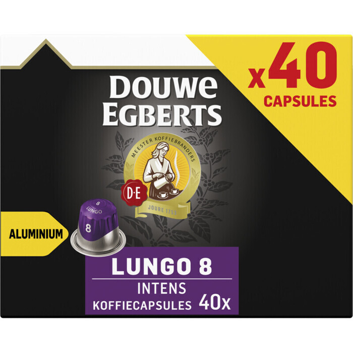 DOUWE EGBERTS KOFFIE CAPSULES LUNGO INTENS UTZ 208G 40ST BOX (40 × 5.2g)