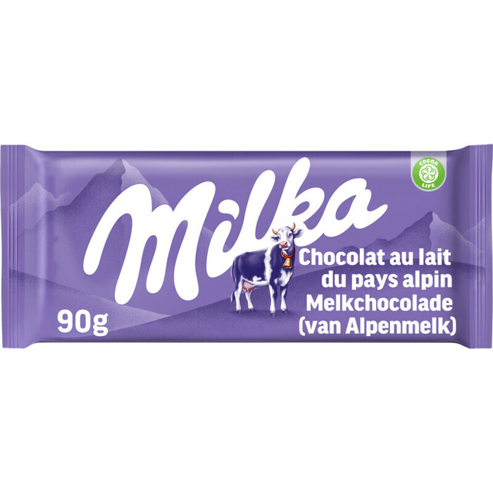 Milka Melkchocolade van alpenmelk (90g)