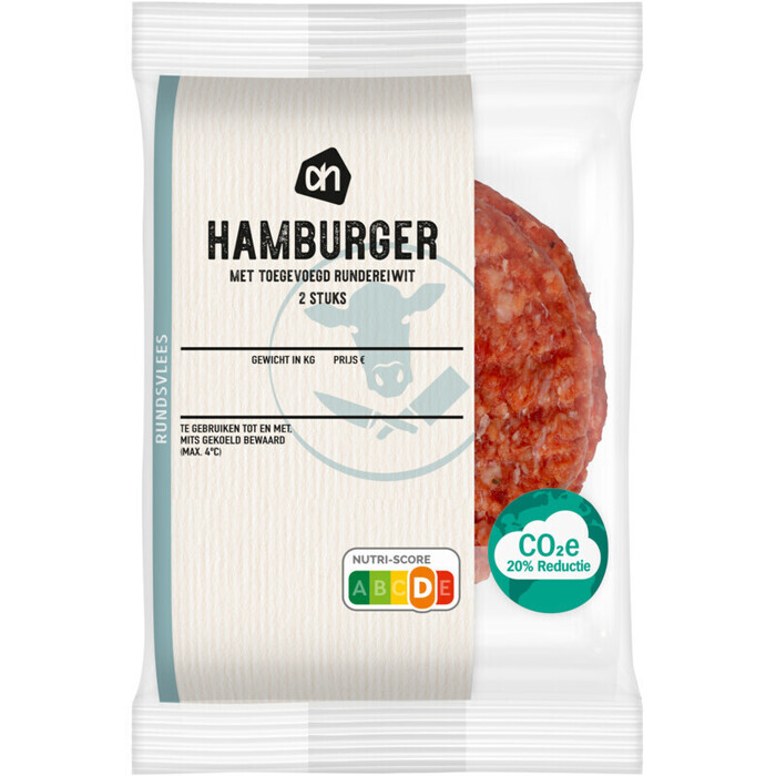 AH Runderburger met toegevoegd rundereiwit (2 × 100g)