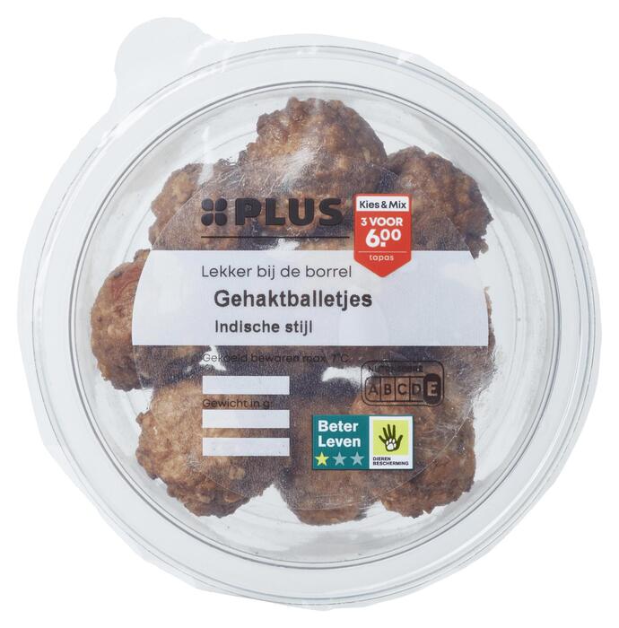 PLUS Indische gehaktballetjes BLK (Bakje, 110g)