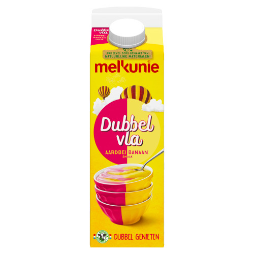 Dubbel vla aardbei-banaan smaak (pak, 1L)