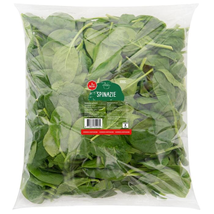 1 de Beste Spinazie gewassen (600g)