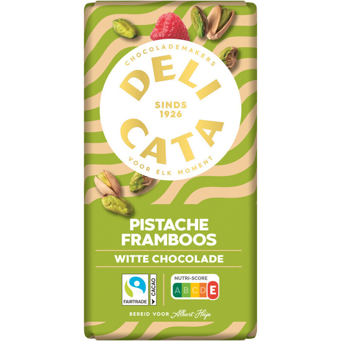 Delicata Reep pistache framboos witte chocolade (150g)